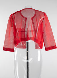Cardigan manches courtes en soie - Ecarlate