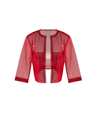 Cardigan manches courtes en soie - Ecarlate