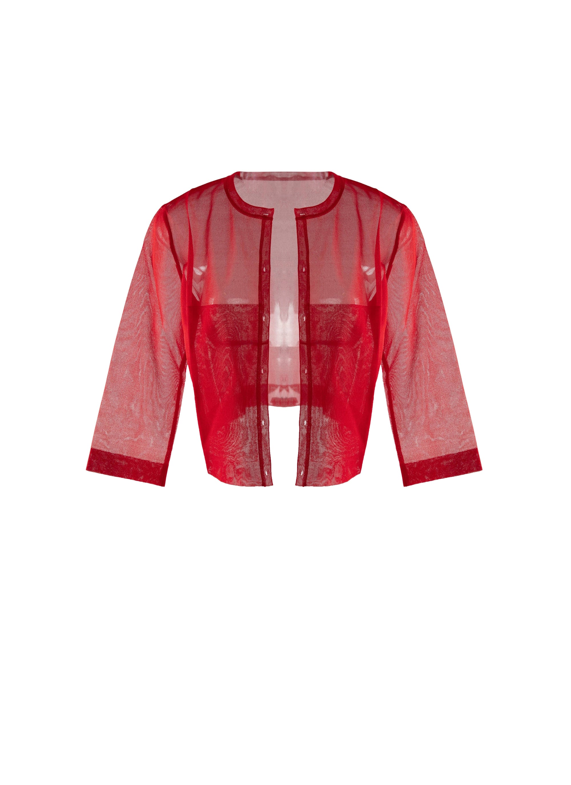 Cardigan manches courtes en soie - Ecarlate
