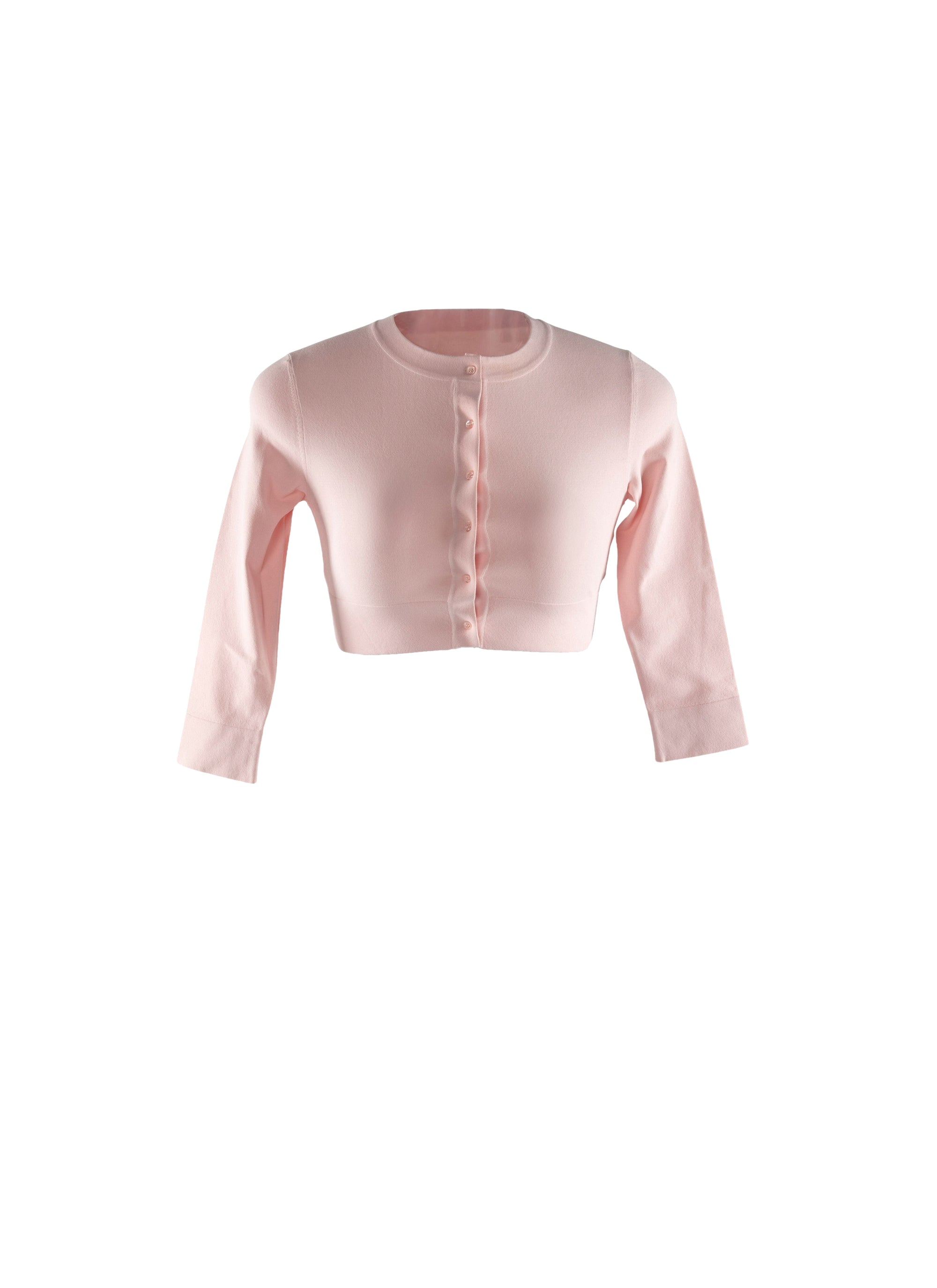 Long-sleeved knitted button-down cardigan - Very Light Pink