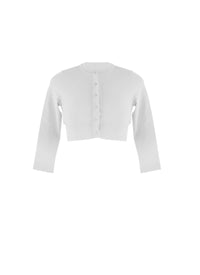 Cardigan court boutonné à manches longues en maille - Blanc