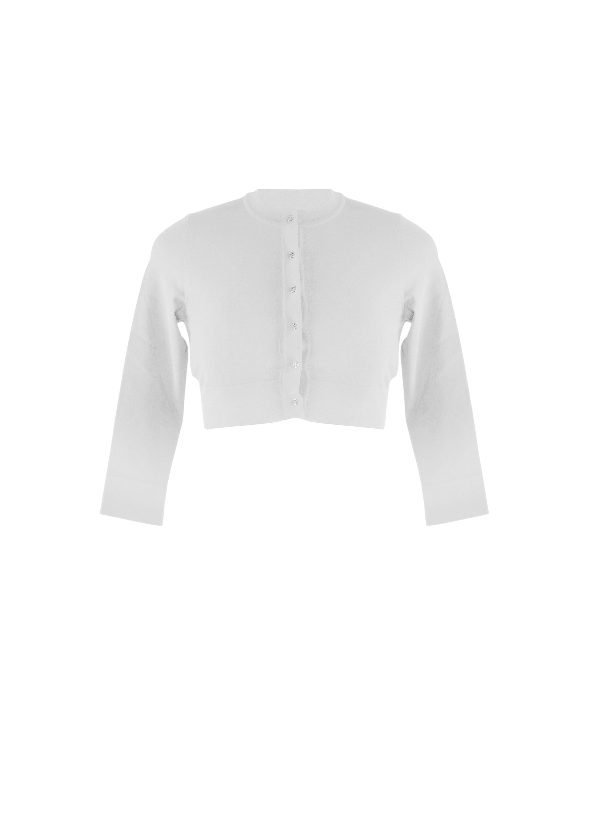Cardigan court boutonné à manches longues en maille - Blanc