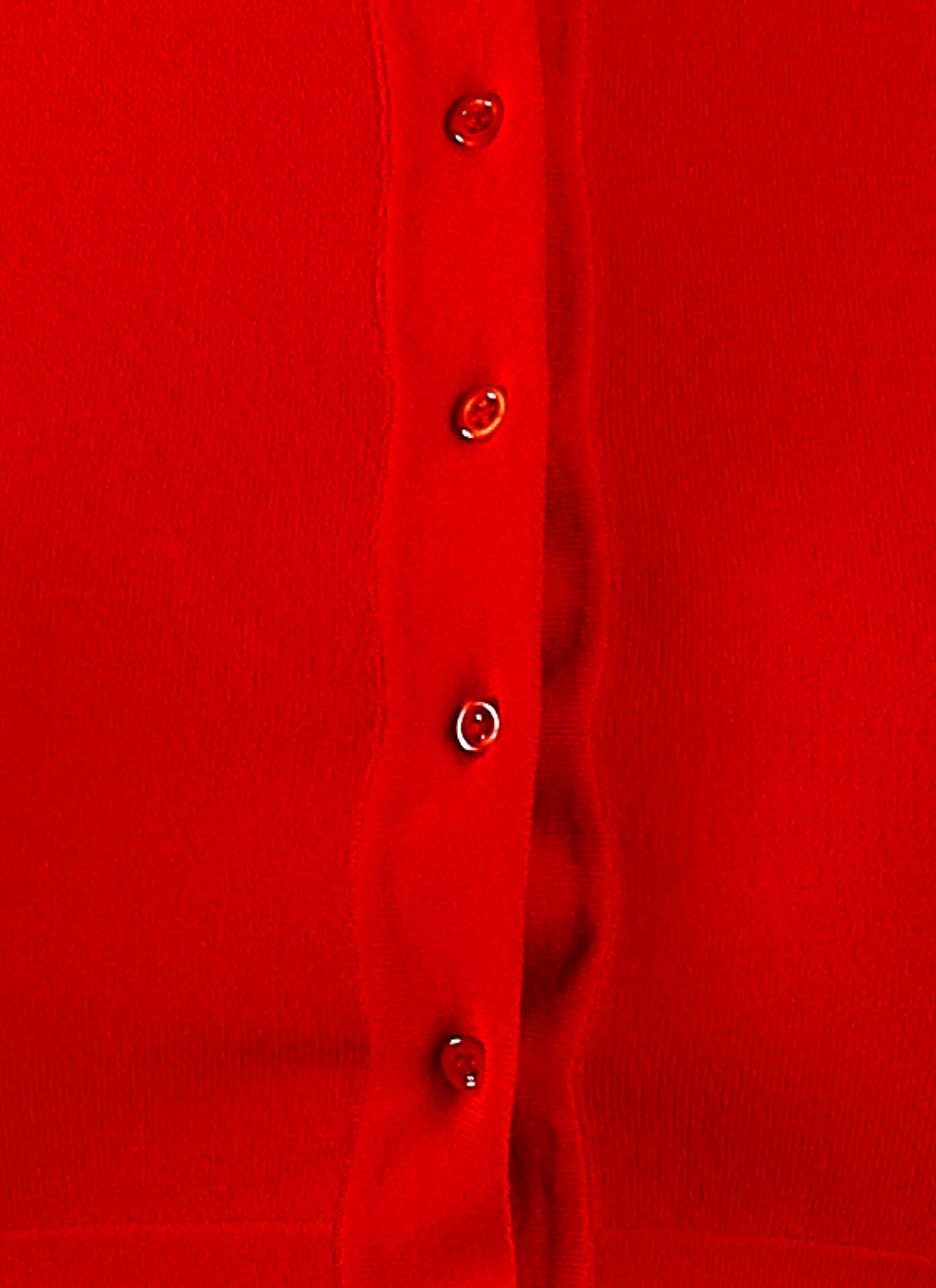 Long-sleeved knitted button-down cardigan - Scarlet