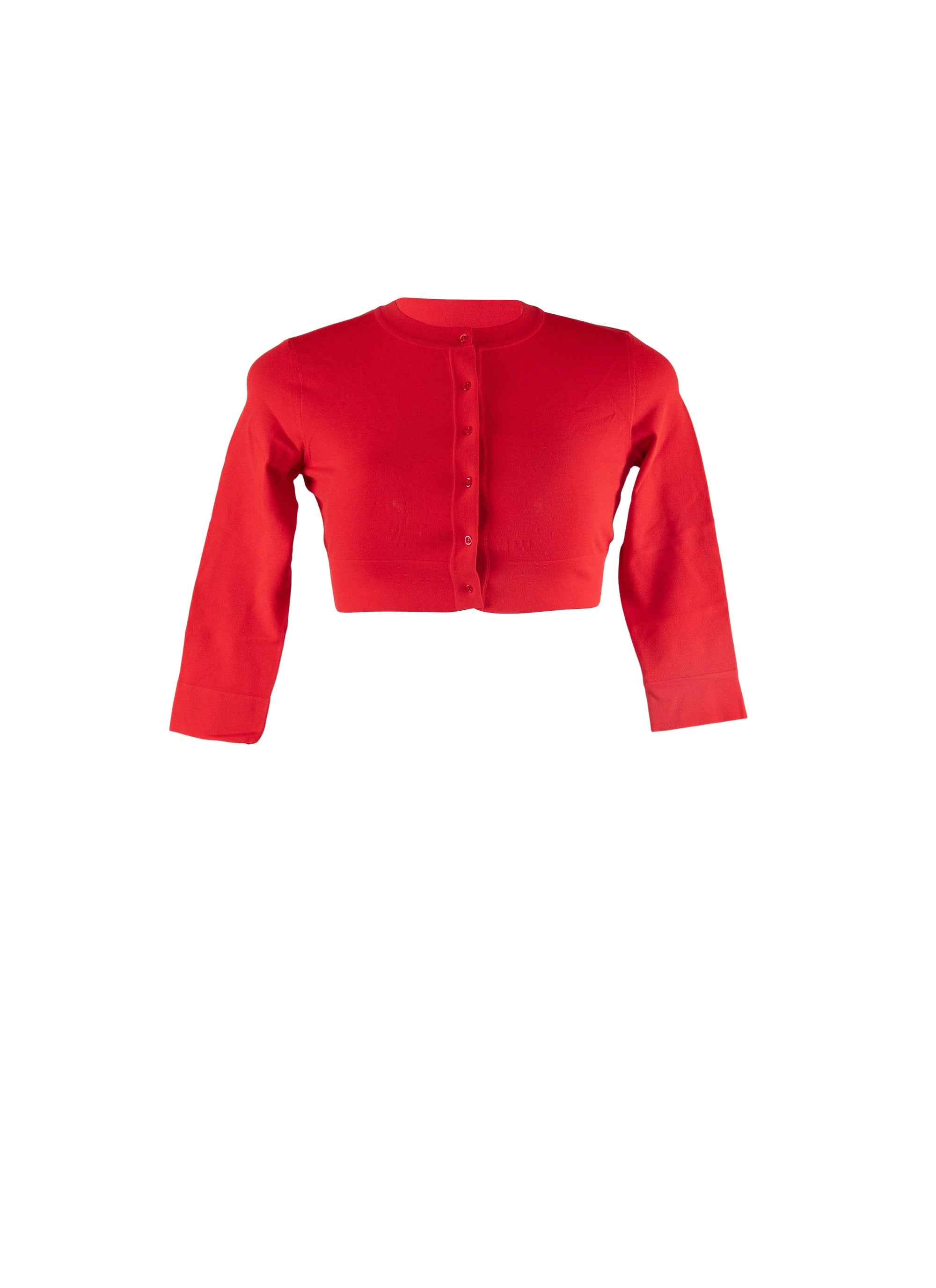 Long-sleeved knitted button-down cardigan - Scarlet