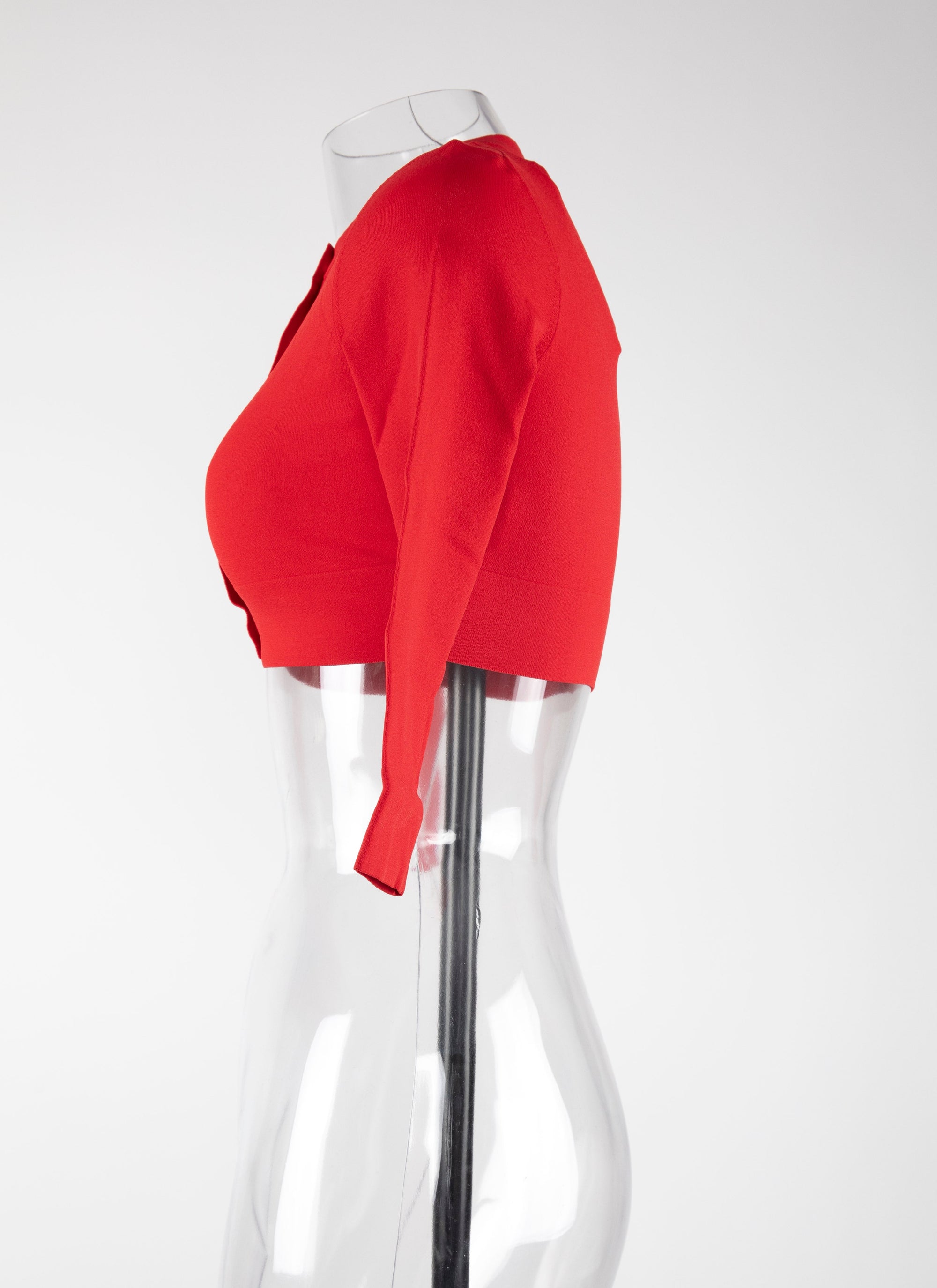 Long-sleeved knitted button-down cardigan - Scarlet