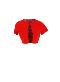 Cardigan à manches courtes Brocart en maille - Ecarlate