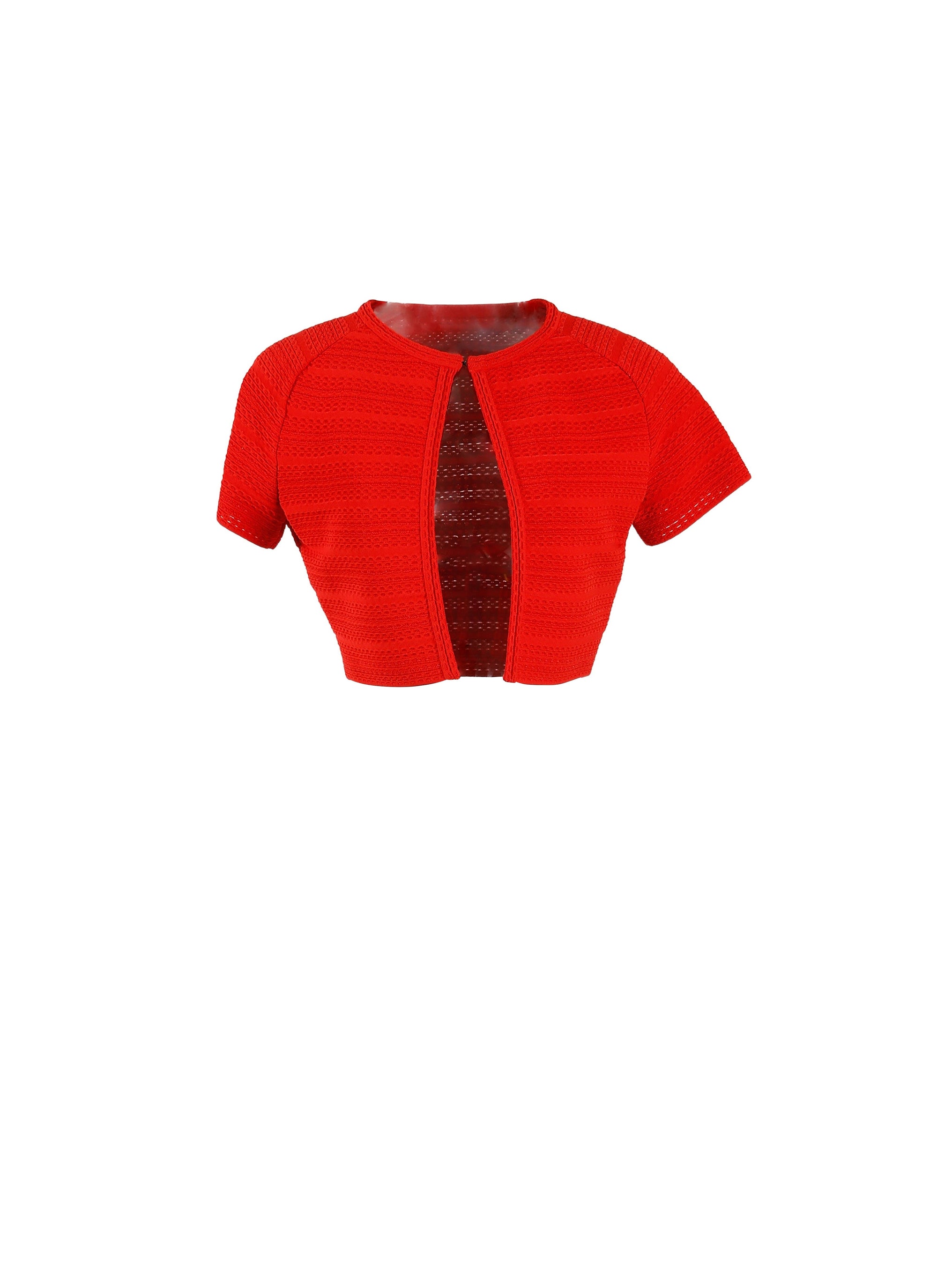 Cardigan à manches courtes Brocart en maille - Ecarlate
