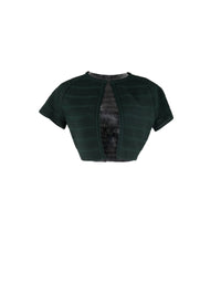 Cardigan à manches courtes Brocart en maille - Vert Imperial