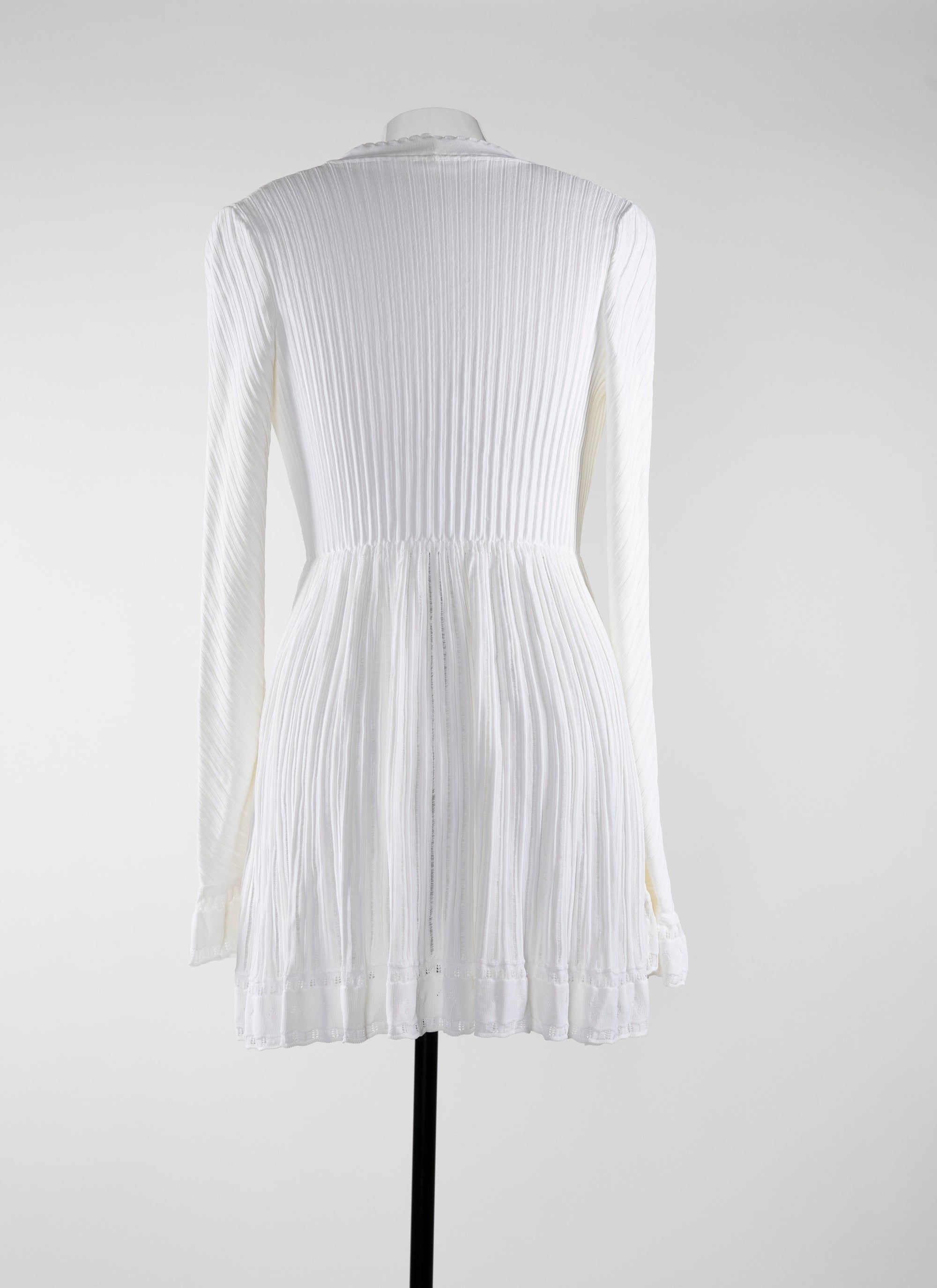 Mesh Falbalas long sleeve cardigan - White