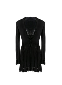 Cardigan à manches longues Falbalas en maille - Noir