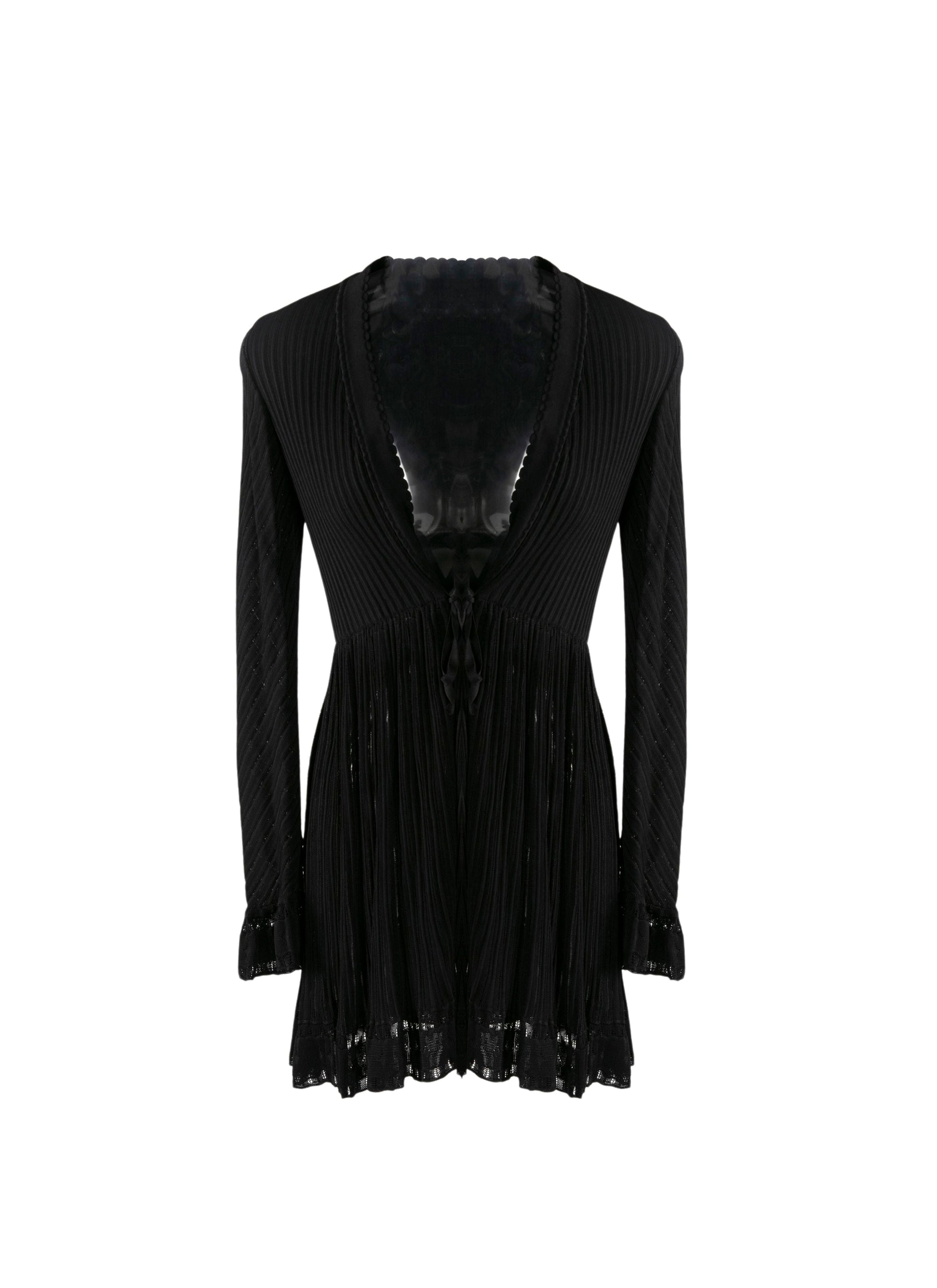 Cardigan à manches longues Falbalas en maille - Noir