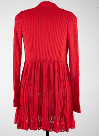 Mesh Falbalas long sleeve cardigan - Scarlet