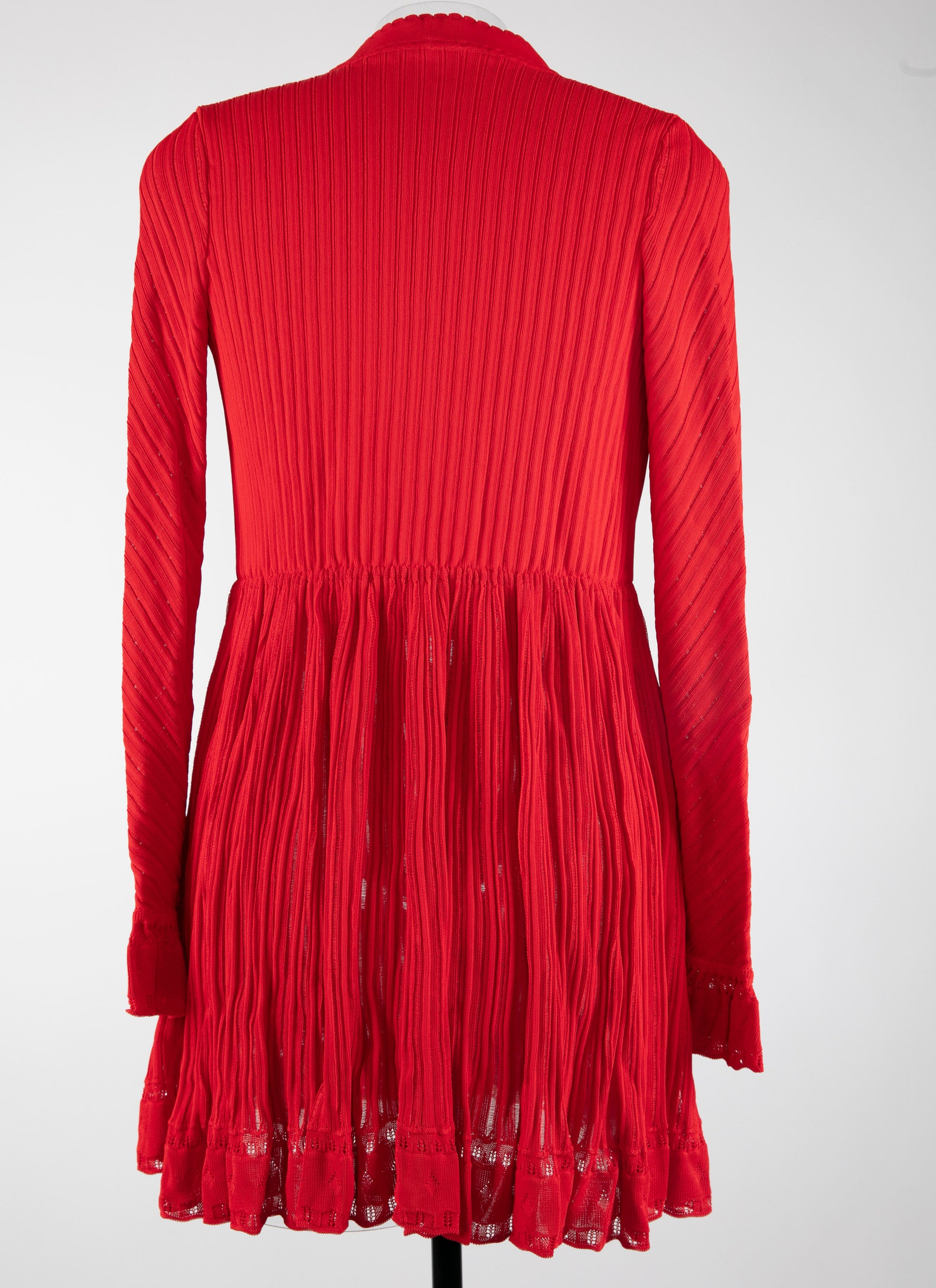 Mesh Falbalas long sleeve cardigan - Scarlet