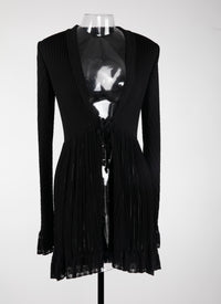 Cardigan à manches longues Falbalas en maille - Noir