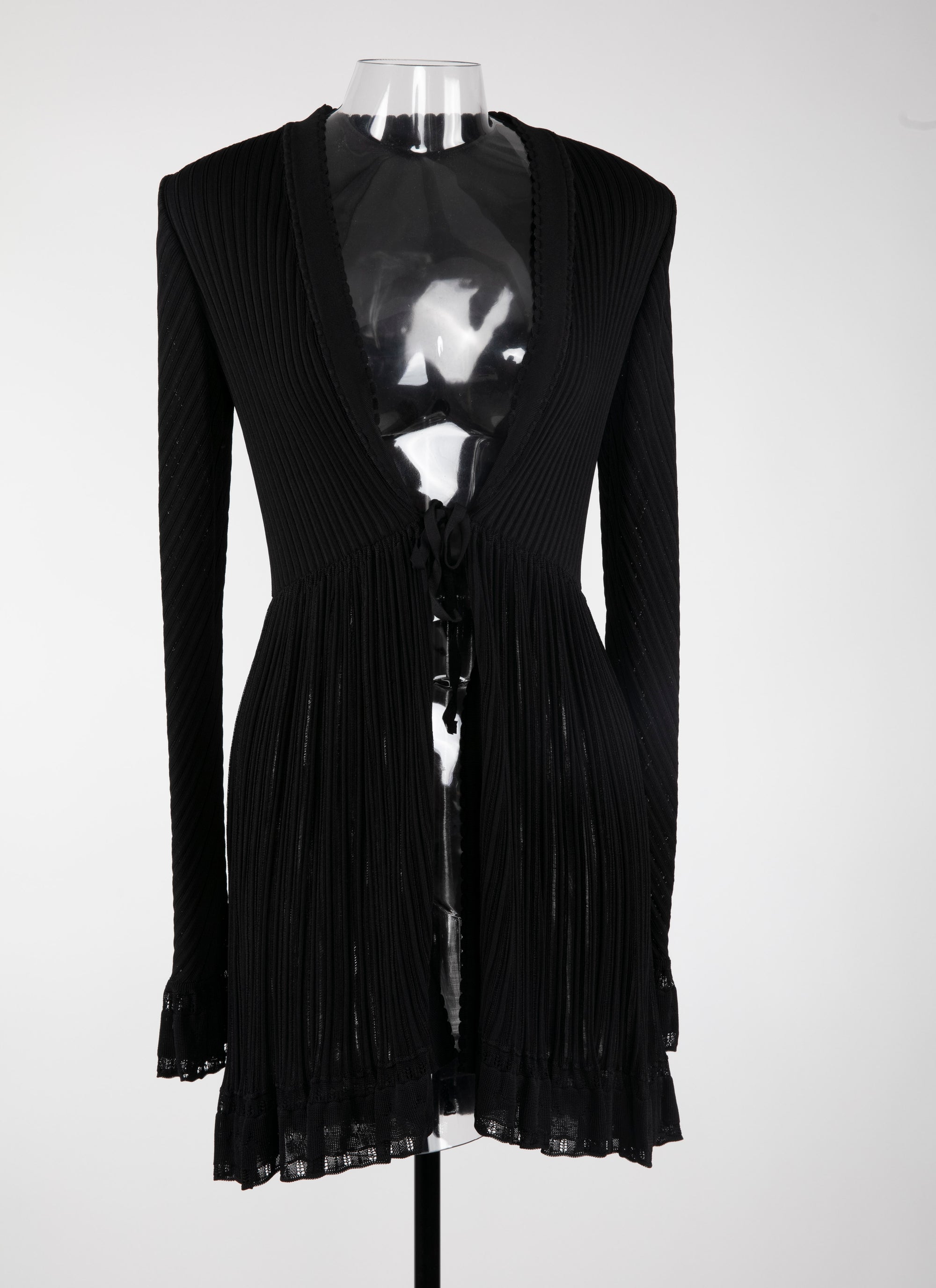 Cardigan à manches longues Falbalas en maille - Noir