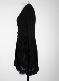 Cardigan à manches longues Falbalas en maille - Noir