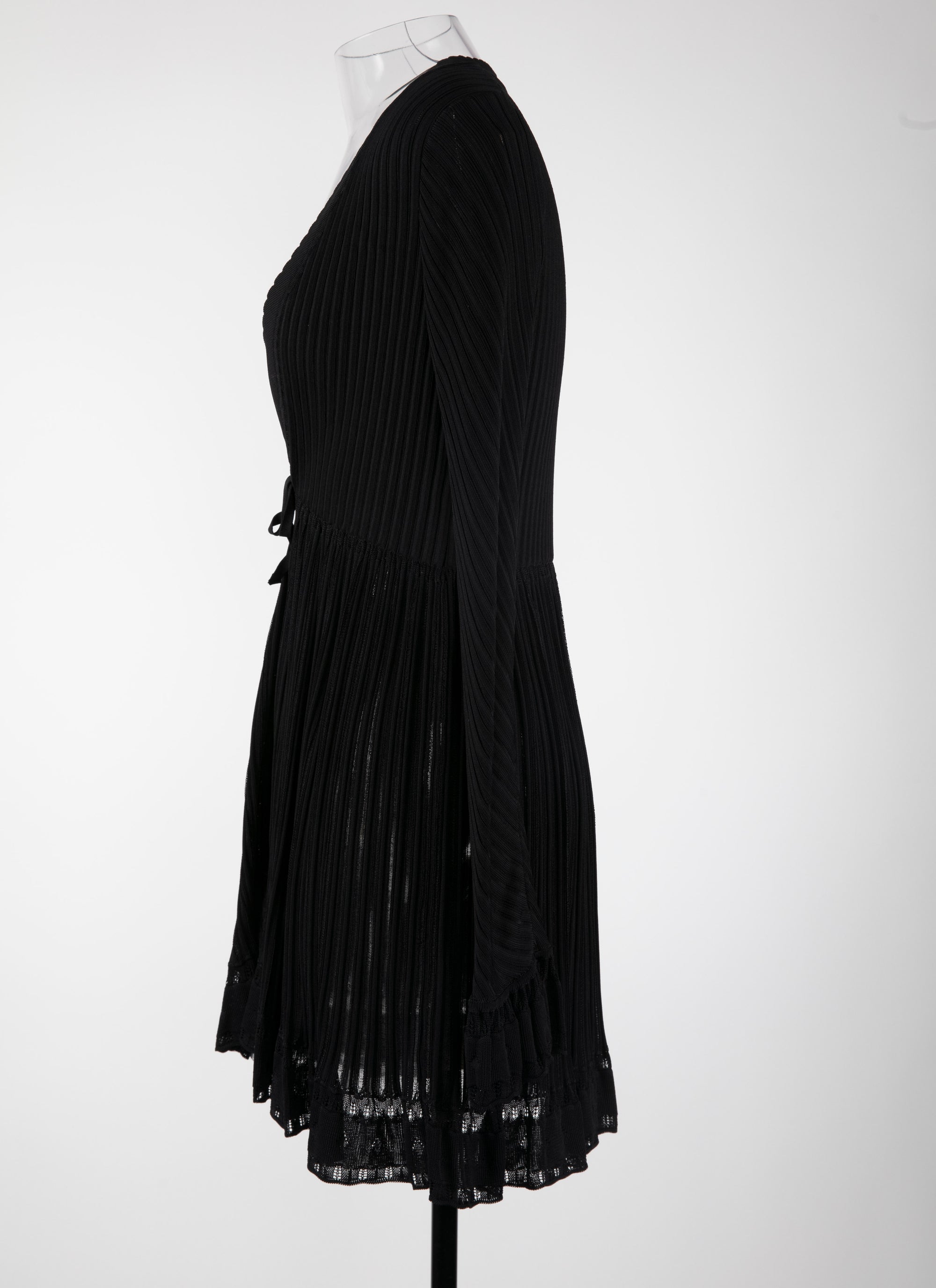 Cardigan à manches longues Falbalas en maille - Noir