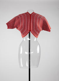 Bolero à manches courtes Pagode en maille - Rouge & Blanc