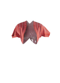 Bolero à manches courtes Pagode en maille - Rouge & Blanc