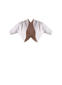 Knitted Pagoda short-sleeved bolero - White & Flesh