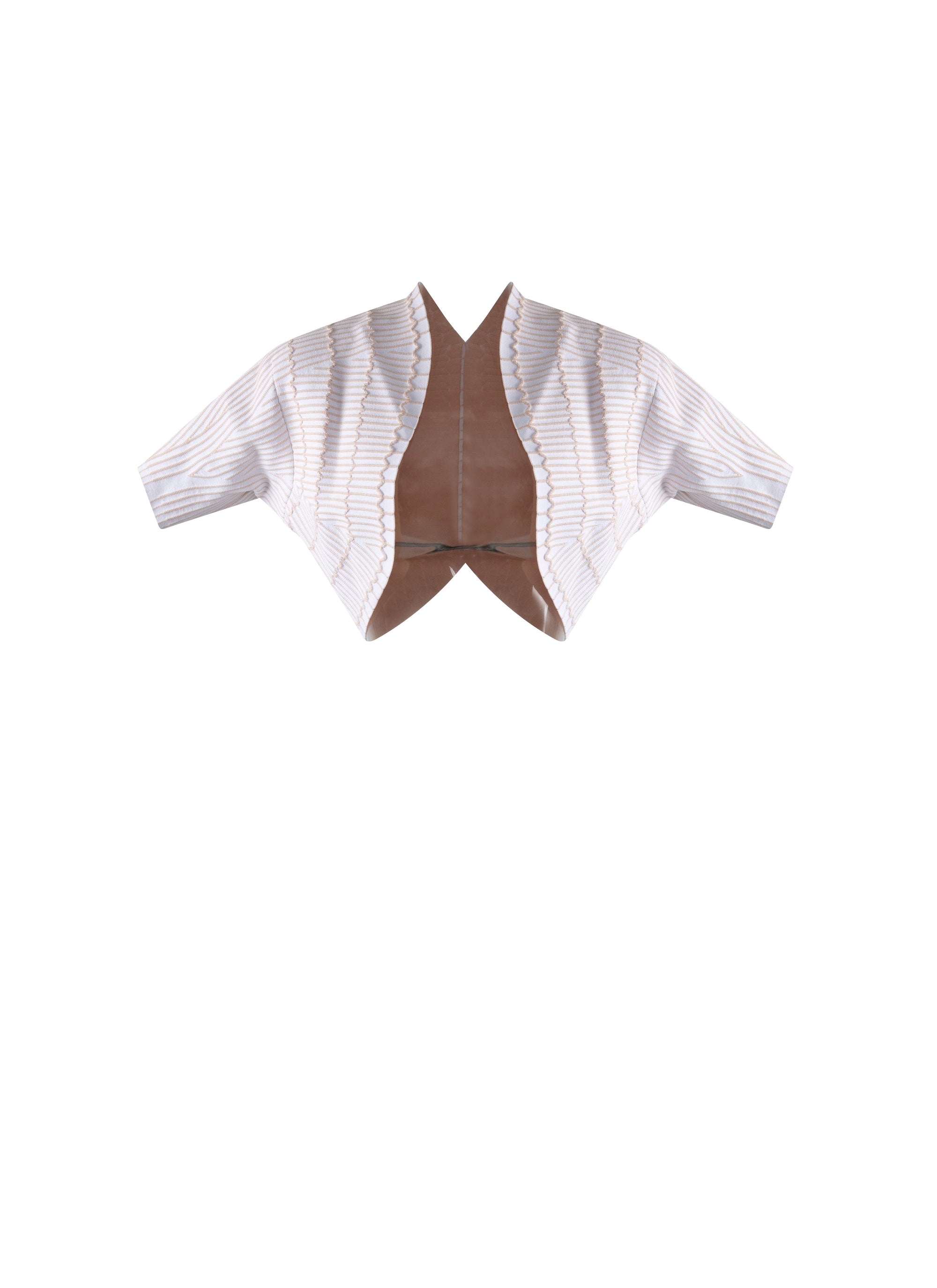 Knitted Pagoda short-sleeved bolero - White & Flesh
