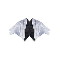 Bolero à manches courtes Pagode en maille - Blanc & Bleu