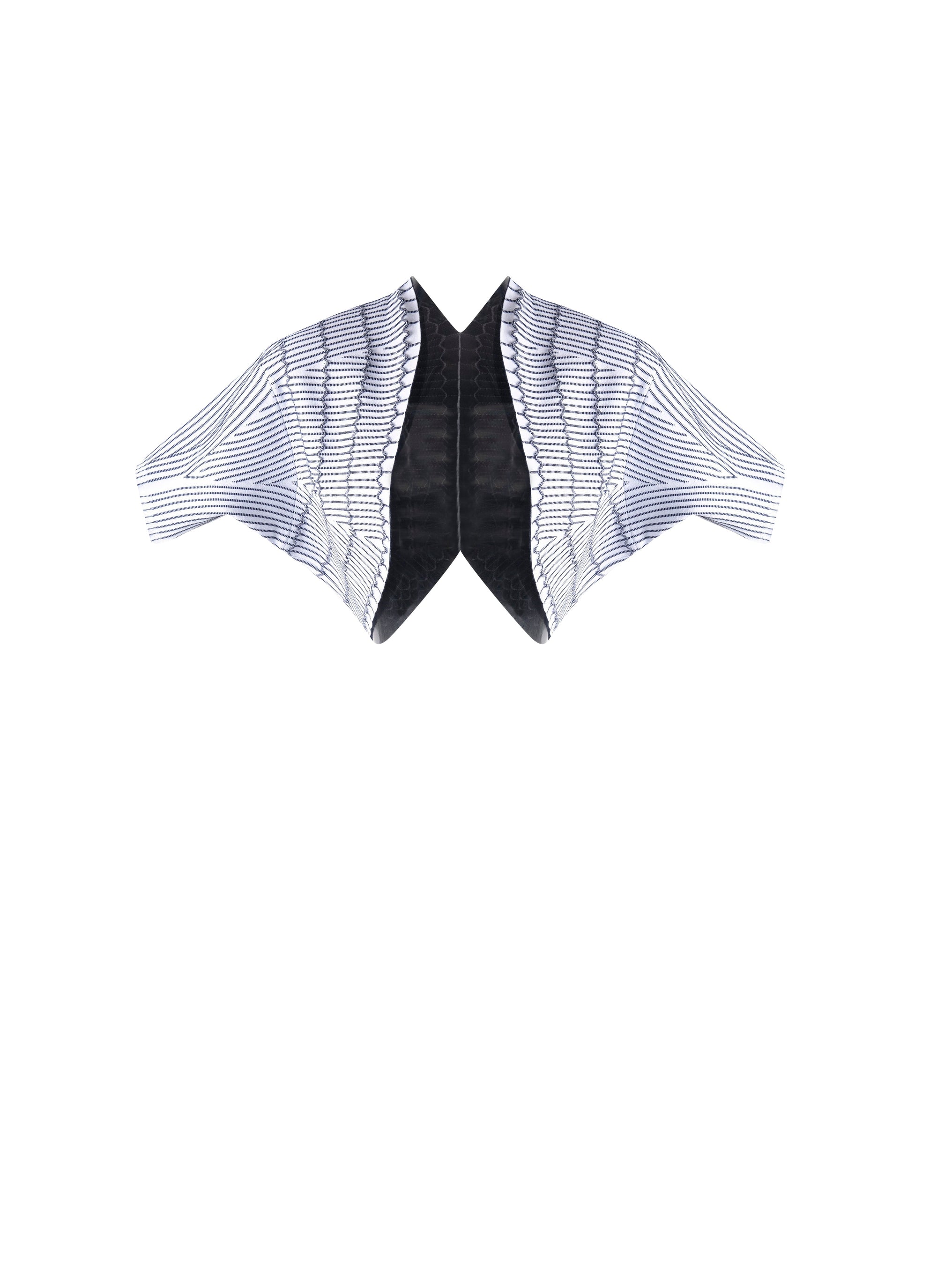 Bolero à manches courtes Pagode en maille - Blanc & Bleu