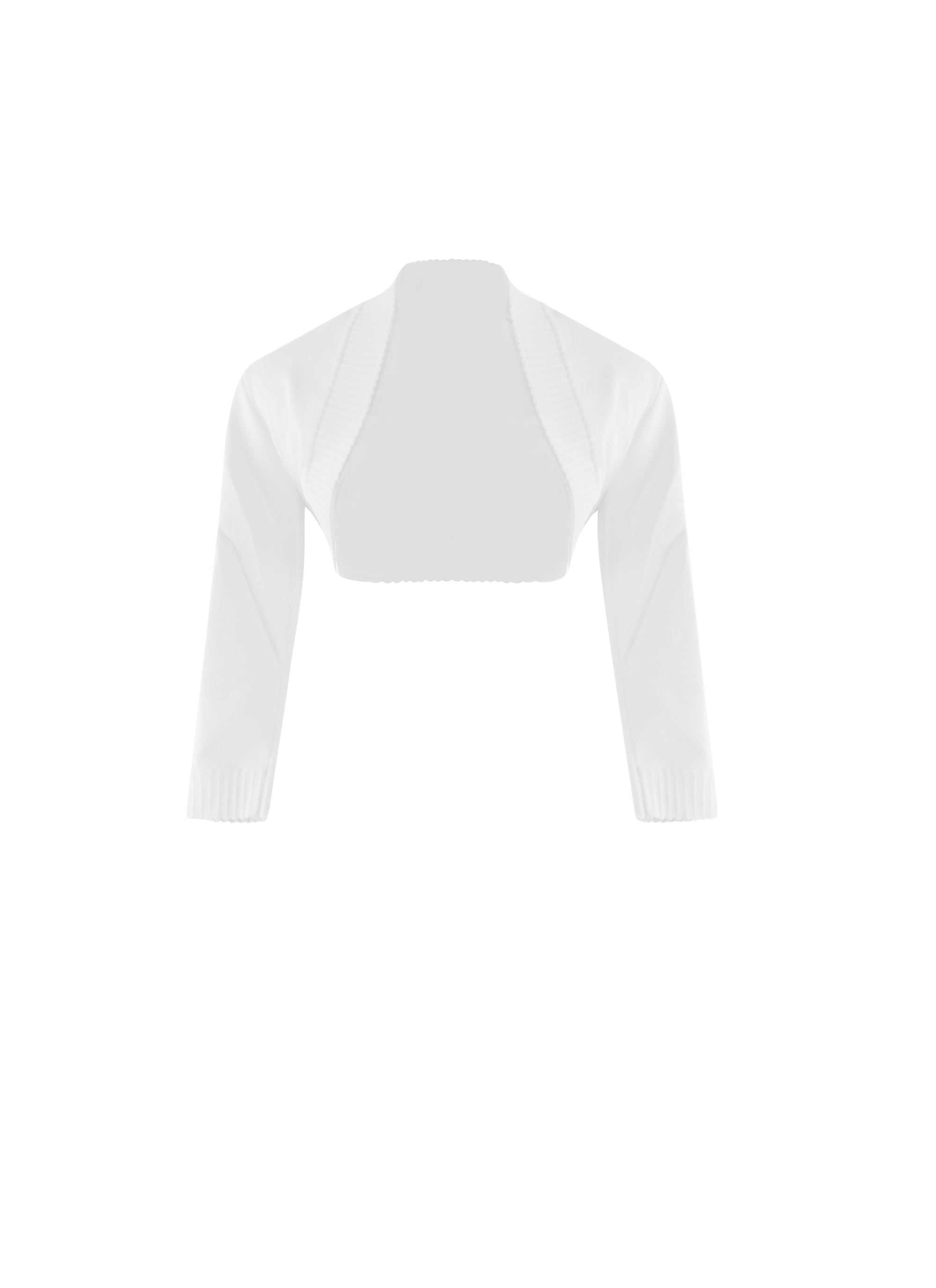 Knitted Trianon 3/4-sleeve bolero - White