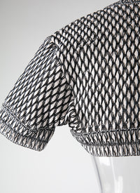 Bolero à manches courtes Rocaille en maille - Ivoire & Noir
