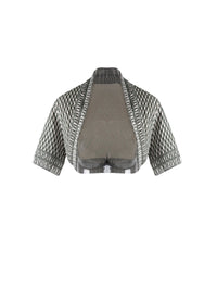 Rocaille short-sleeved bolero in mixed silk - Ivory & Green