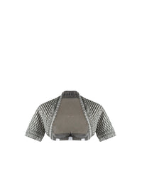 Bolero à manches courtes Rocaille en maille - Ivoire & Vert