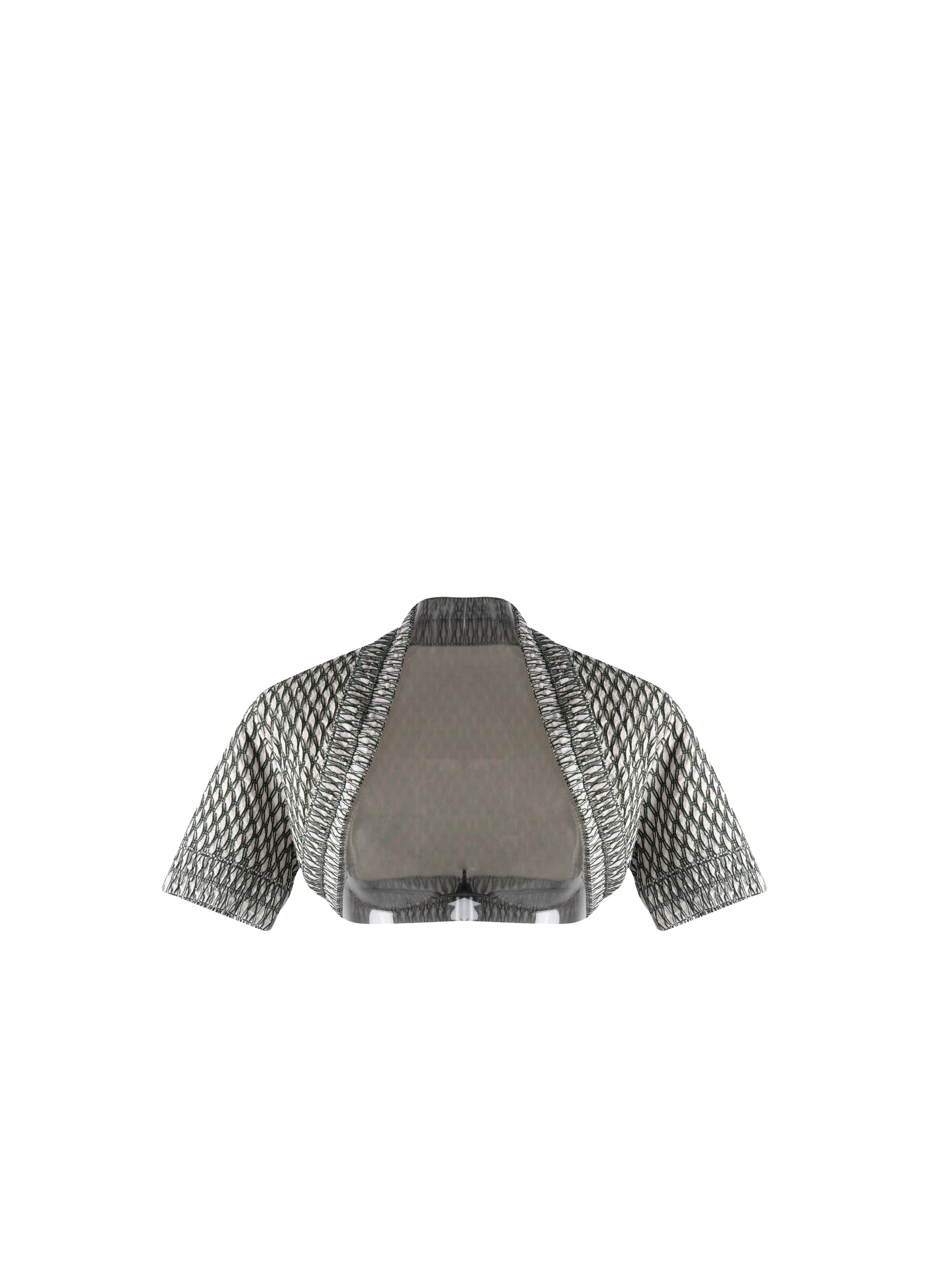 Bolero à manches courtes Rocaille en maille - Ivoire & Vert