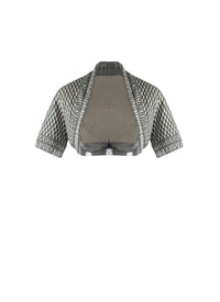 Knitted Rocaille short-sleeved bolero - Ivory & Green