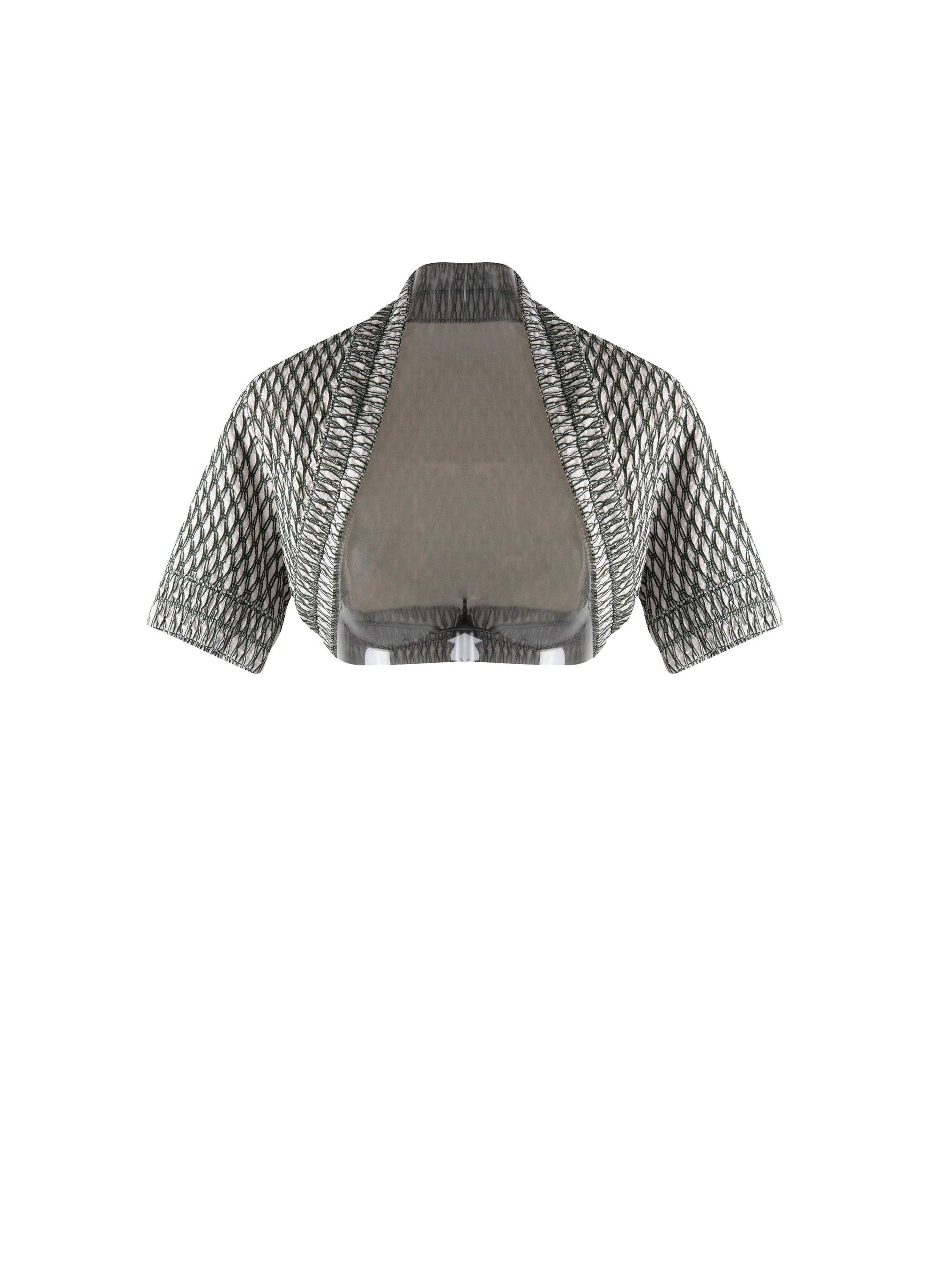 Knitted Rocaille short-sleeved bolero - Ivory & Green