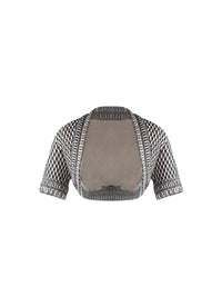 Rocaille short-sleeved bolero in mixed silk - Ivory & Black