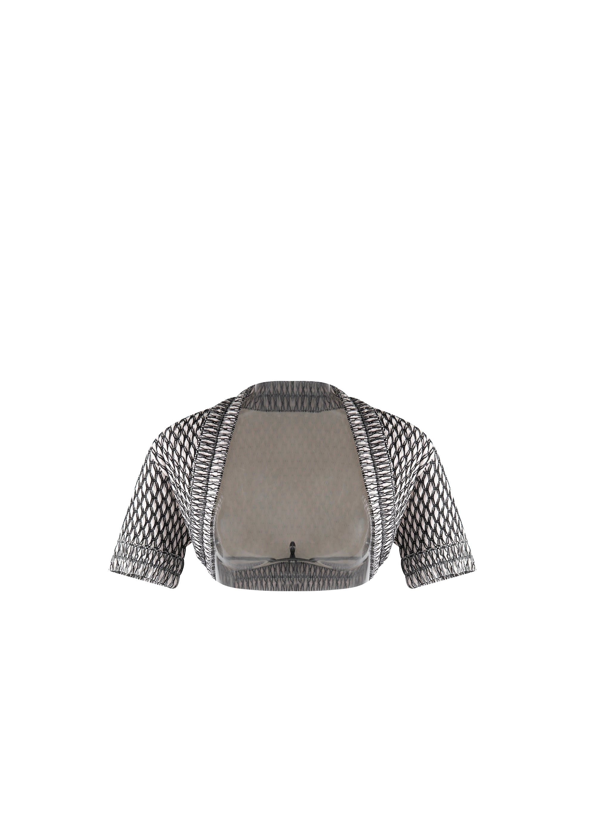 Knitted short-sleeved Rocaille bolero - Ivory & Black