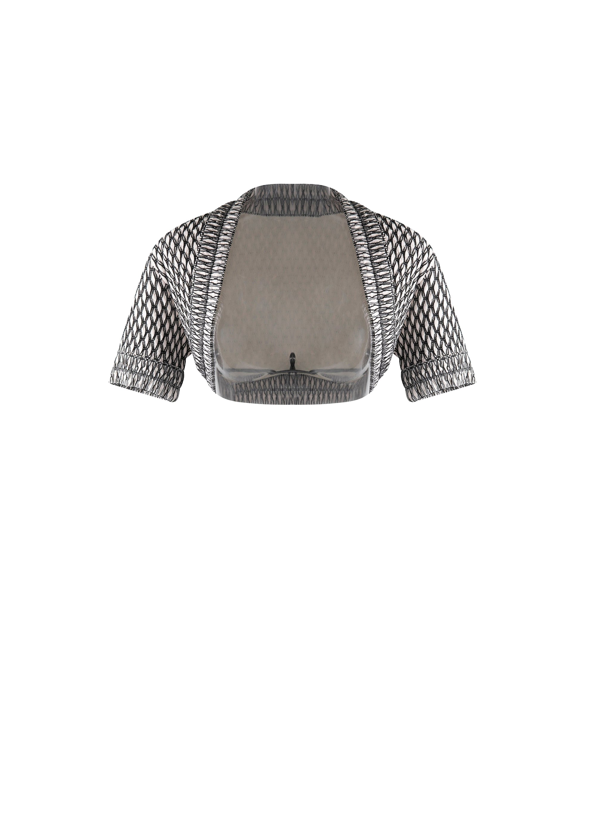 Bolero à manches courtes Rocaille en maille - Ivoire & Noir