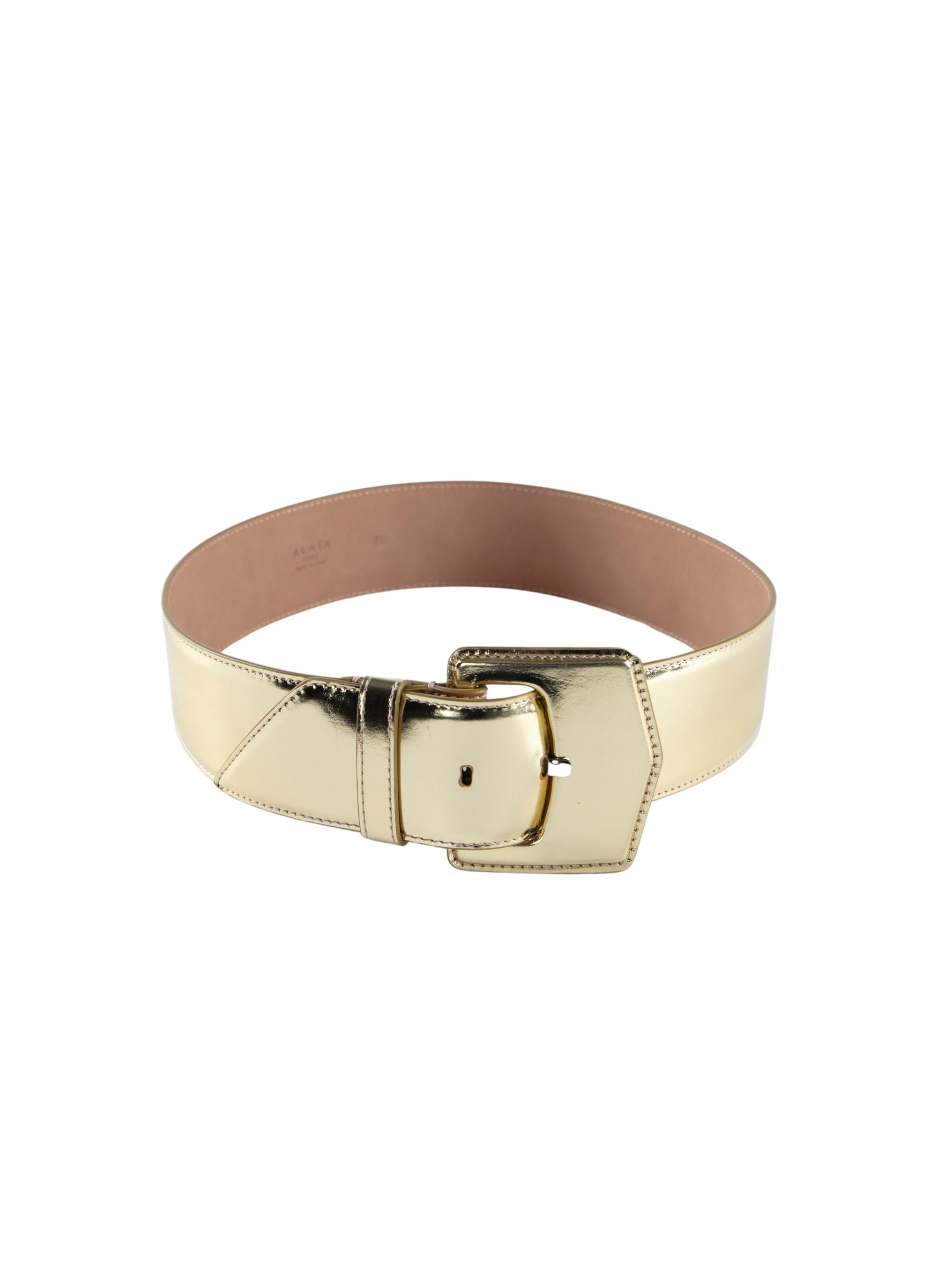 Ceinture à grosse boucle en cuir - Or