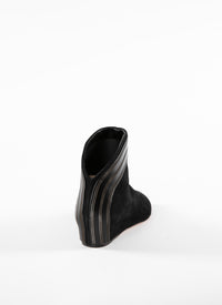 Bottines en cuir bi-matière ajourées - Noir & Argent