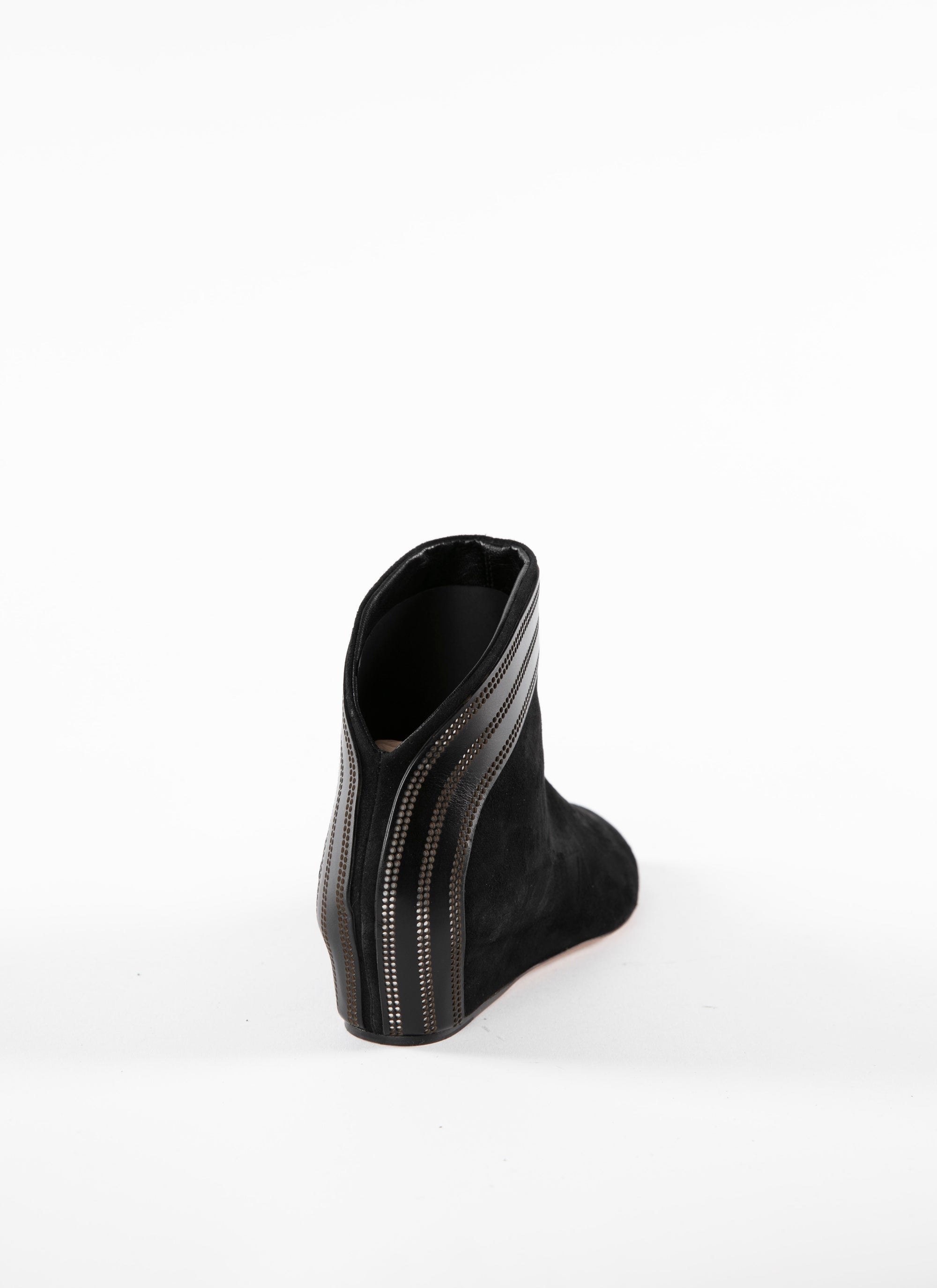 Bottines en cuir bi-matière ajourées - Noir & Argent