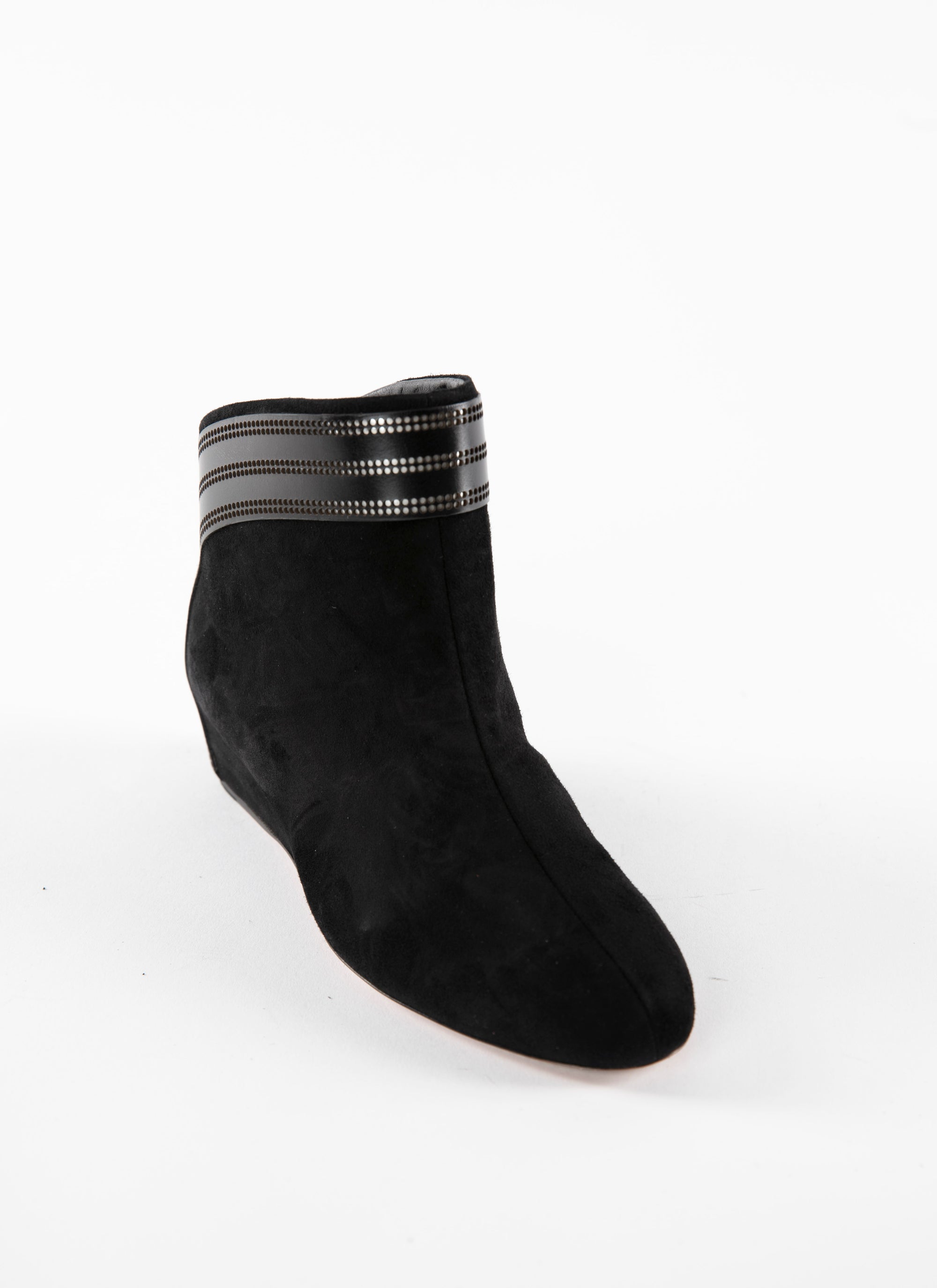 Bottines en cuir bi-matière ajourées - Noir & Argent