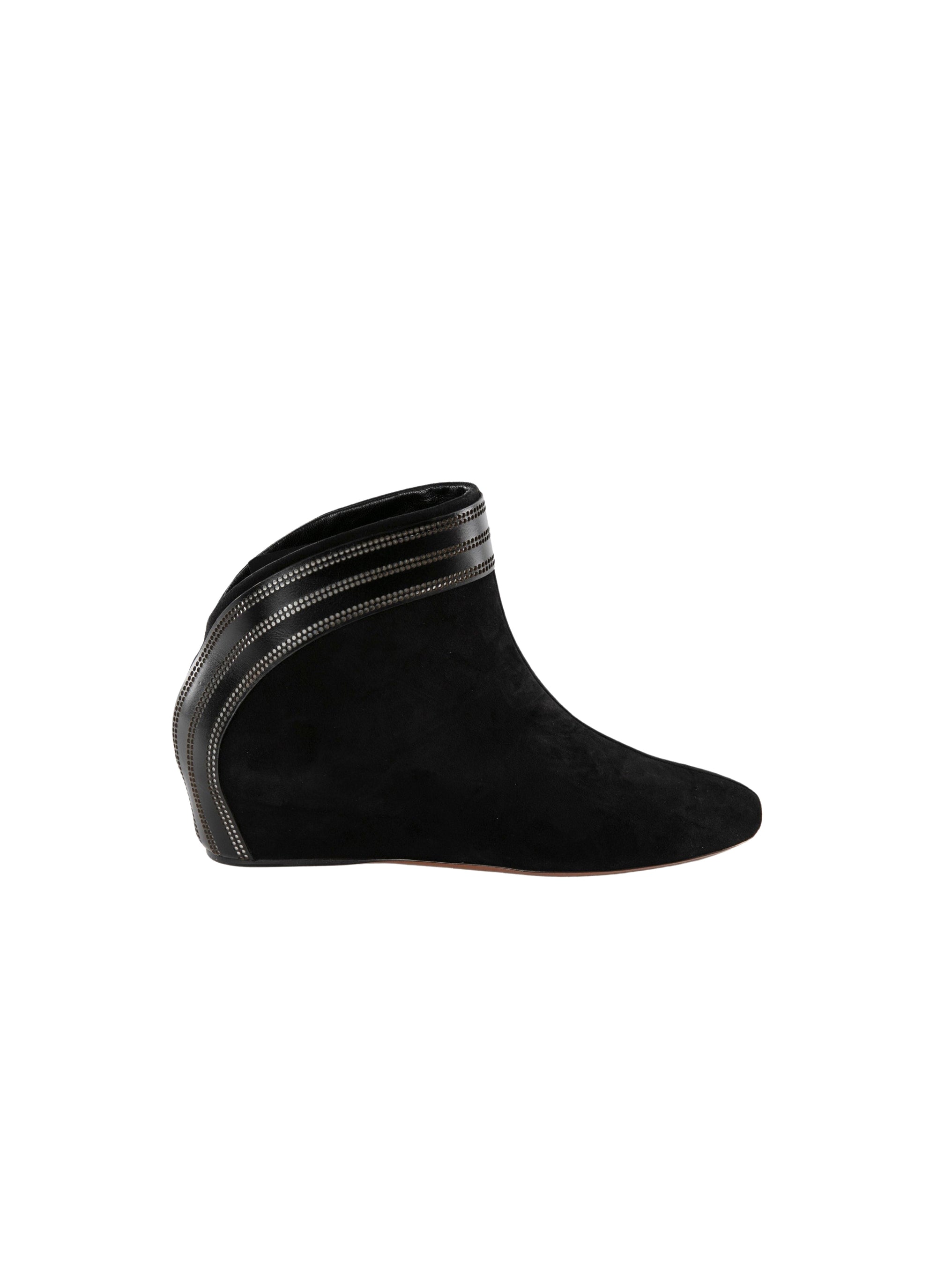 Bottines en cuir bi-matière ajourées - Noir & Argent