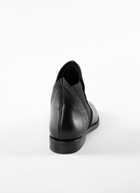 Studded flat boots in leather - Black intense