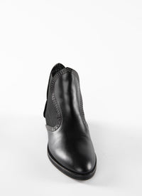 Studded flat boots in leather - Black intense