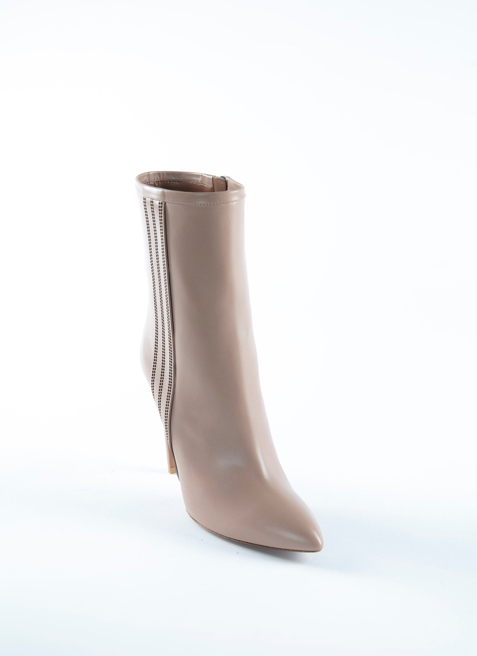 110 leather boots with studded side stripes - Flesh & Silver