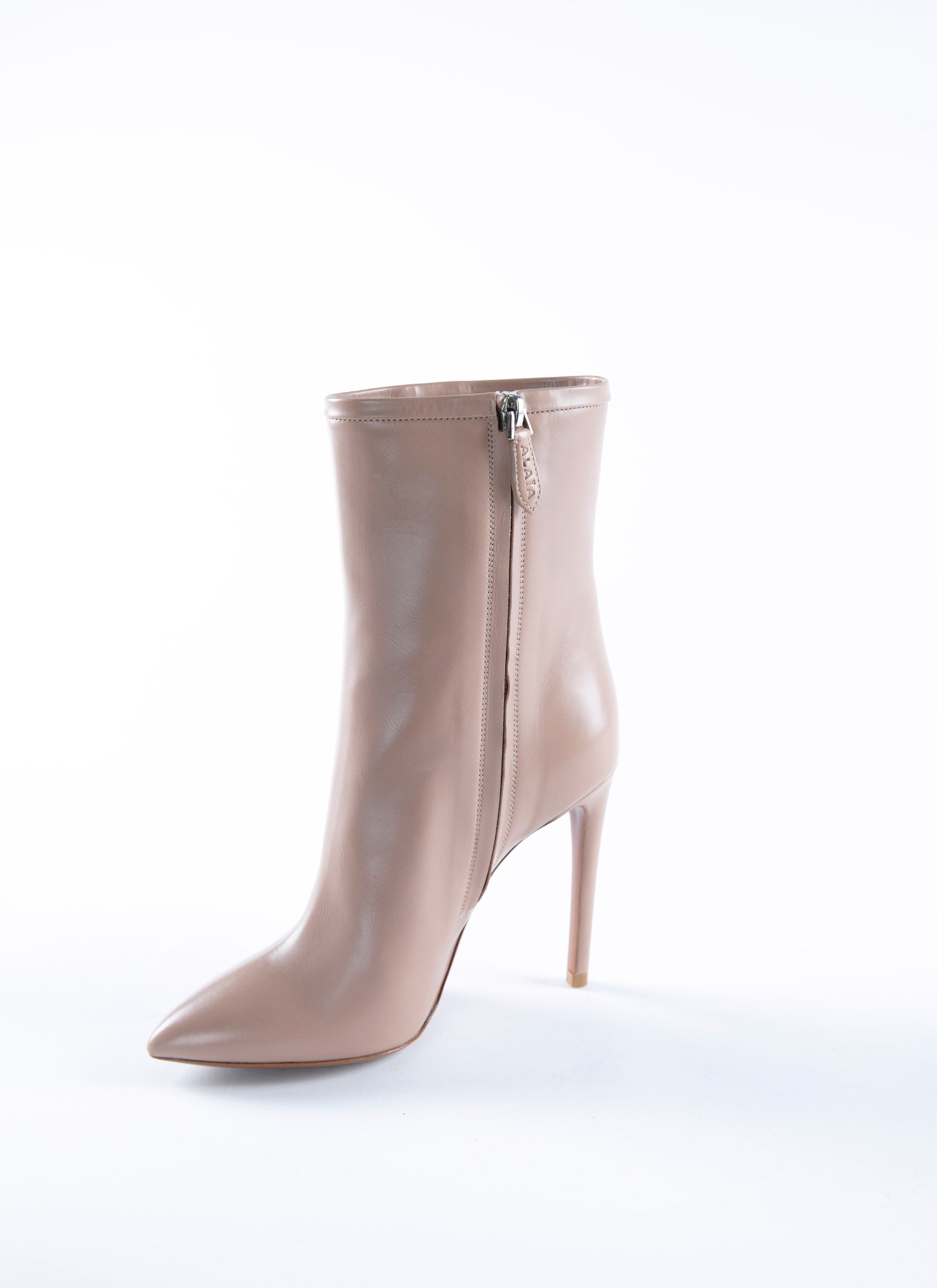 110 leather boots with studded side stripes - Flesh & Silver