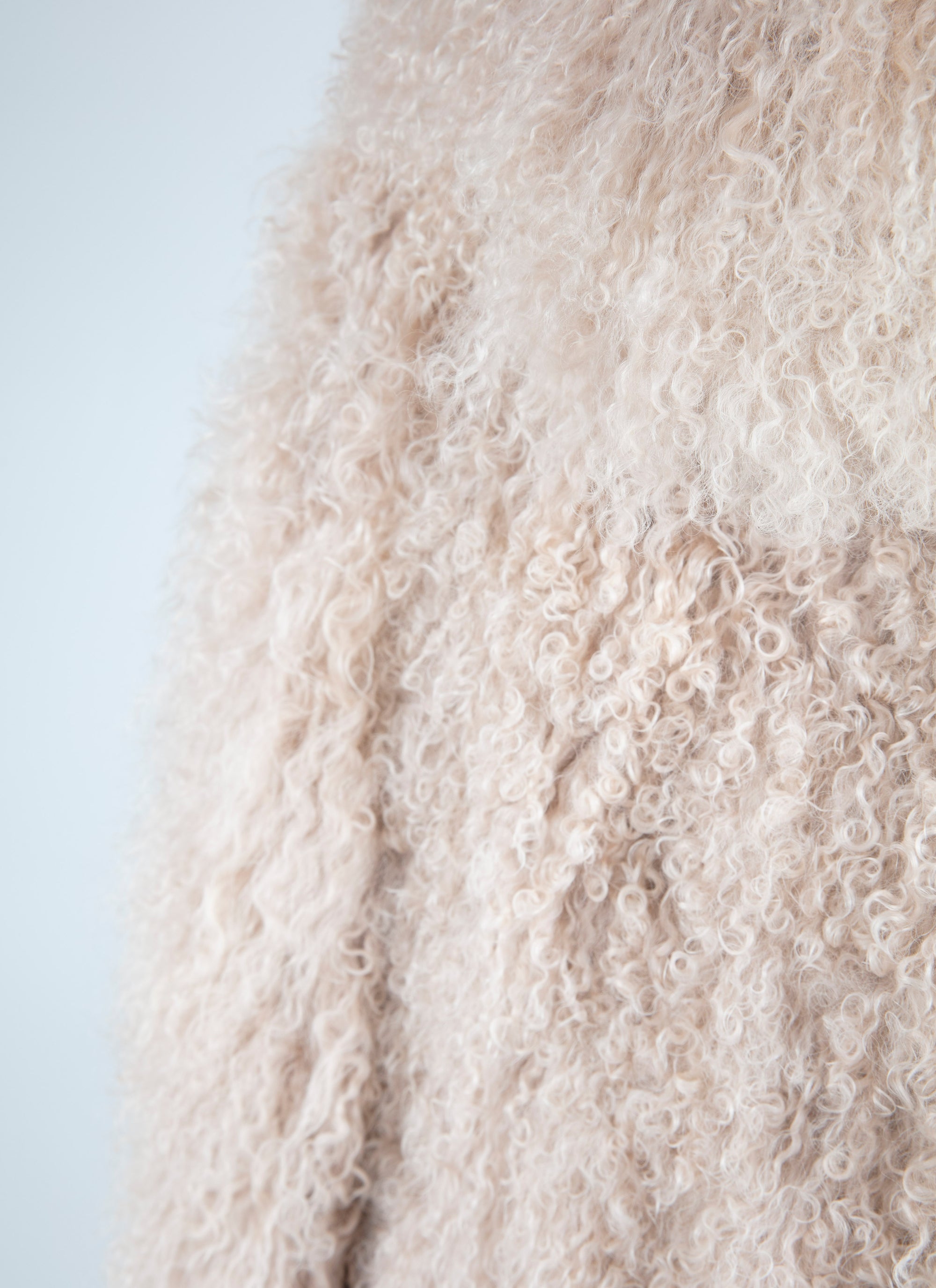 All-over fur jacket in leather - Vanilla