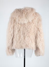 All-over fur jacket in leather - Vanilla