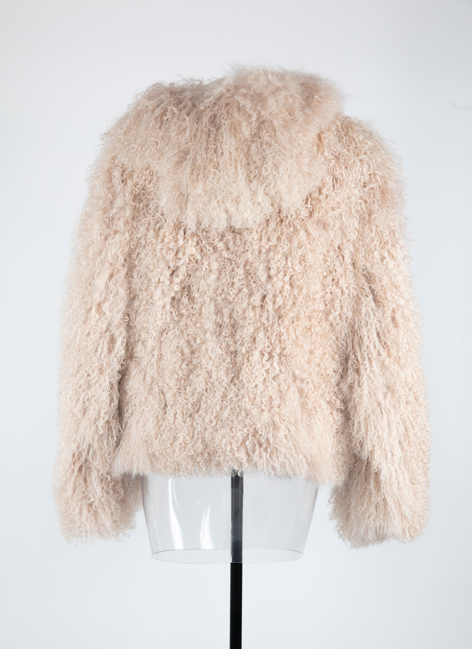 All-over fur jacket in leather - Vanilla