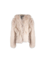 All-over fur jacket in leather - Vanilla